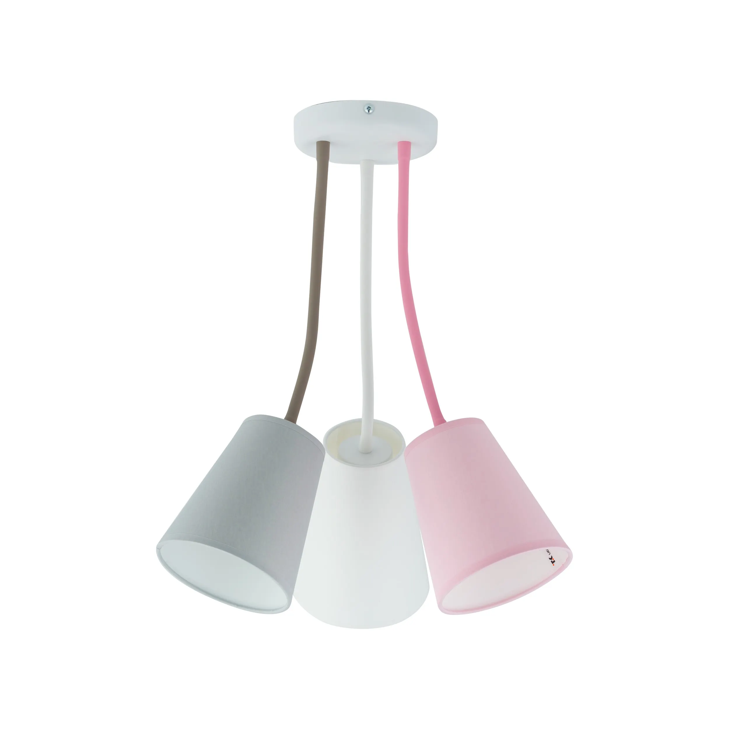 Lampa sufitowa WIRE KIDS biała wielokolorowe klosze szary różowy elastyczne ramiona 70x50cm