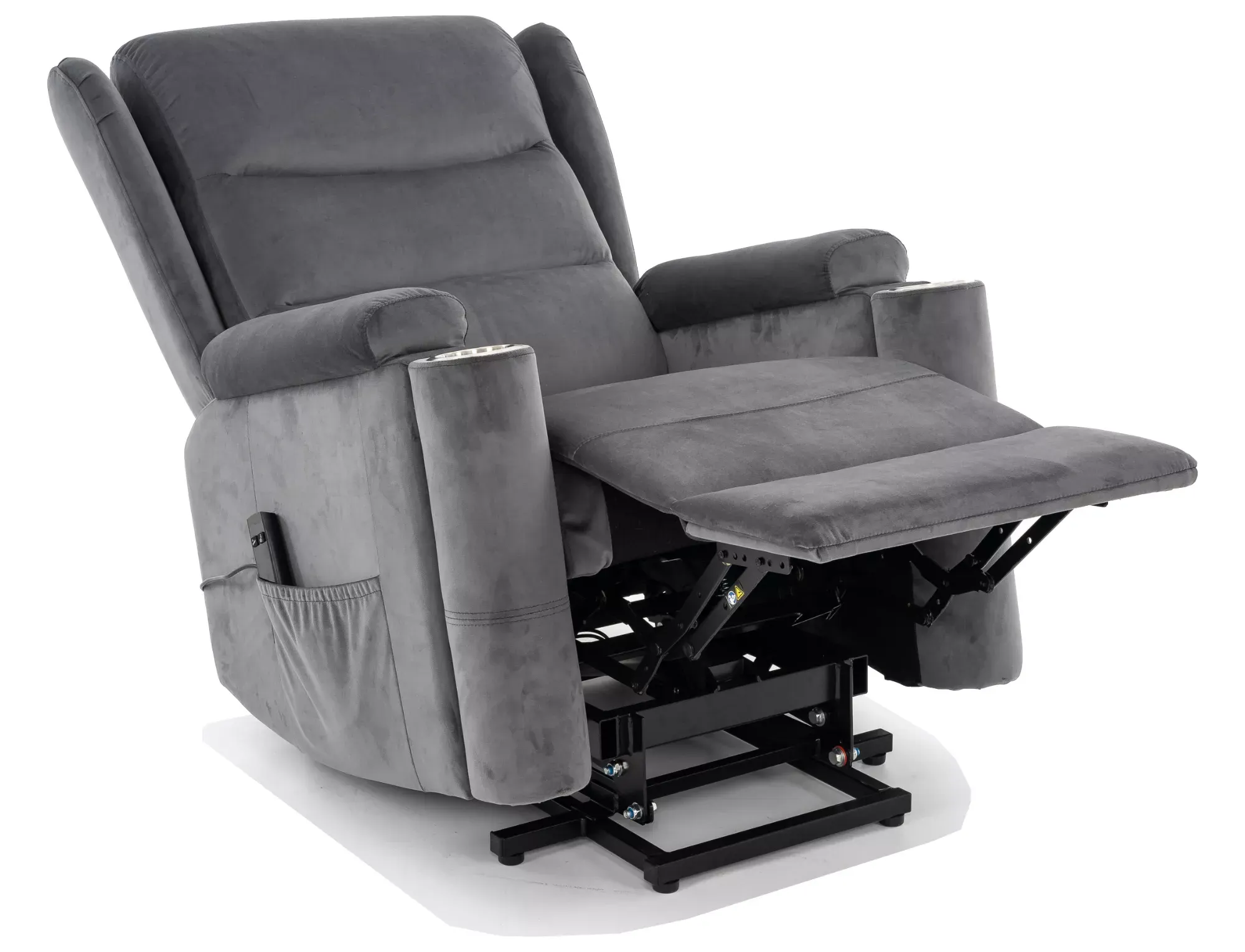 Fotel elektryczny rozkładany MINOS VELVET Bluvel 14 funkcja pionizacji szary - MINOSVSZ