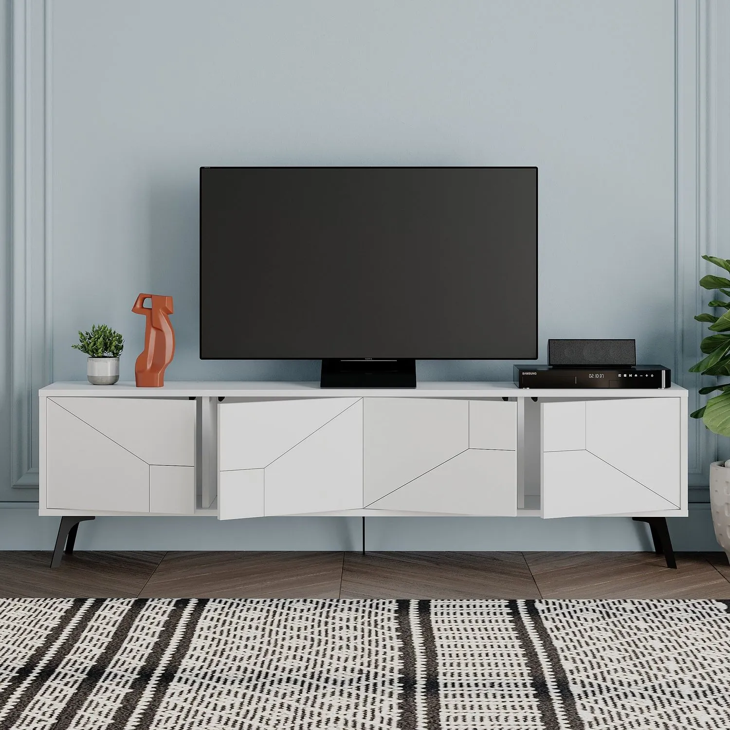 Szafka RTV 4-drzwiowa DUNE 180 cm biała