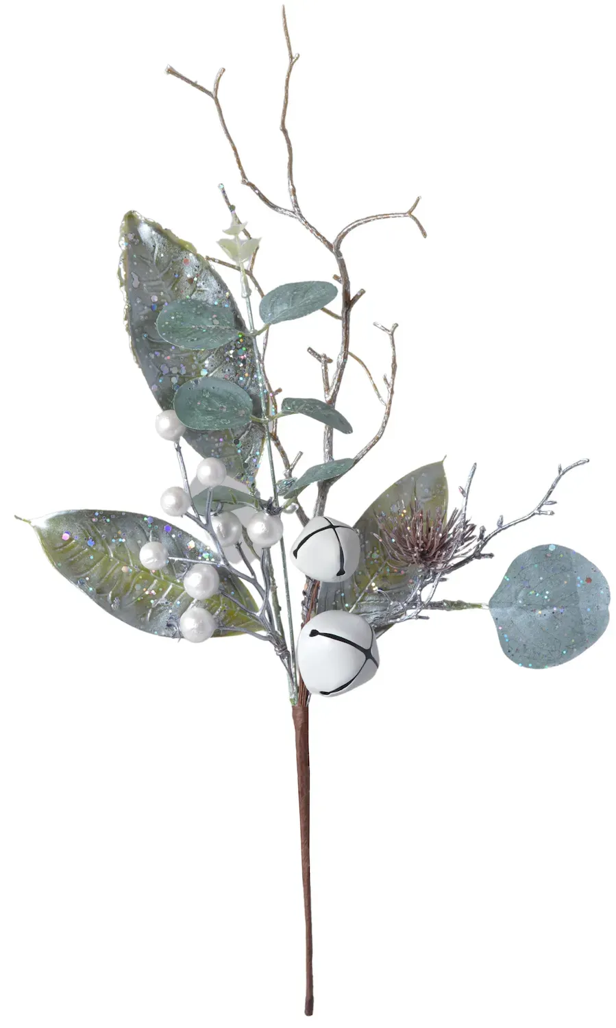 Gałązka z brokatem, dzwonkami i owocami 3185 zielona Gałązka z brokatem, dzwonkami i owocami 3185 zielona