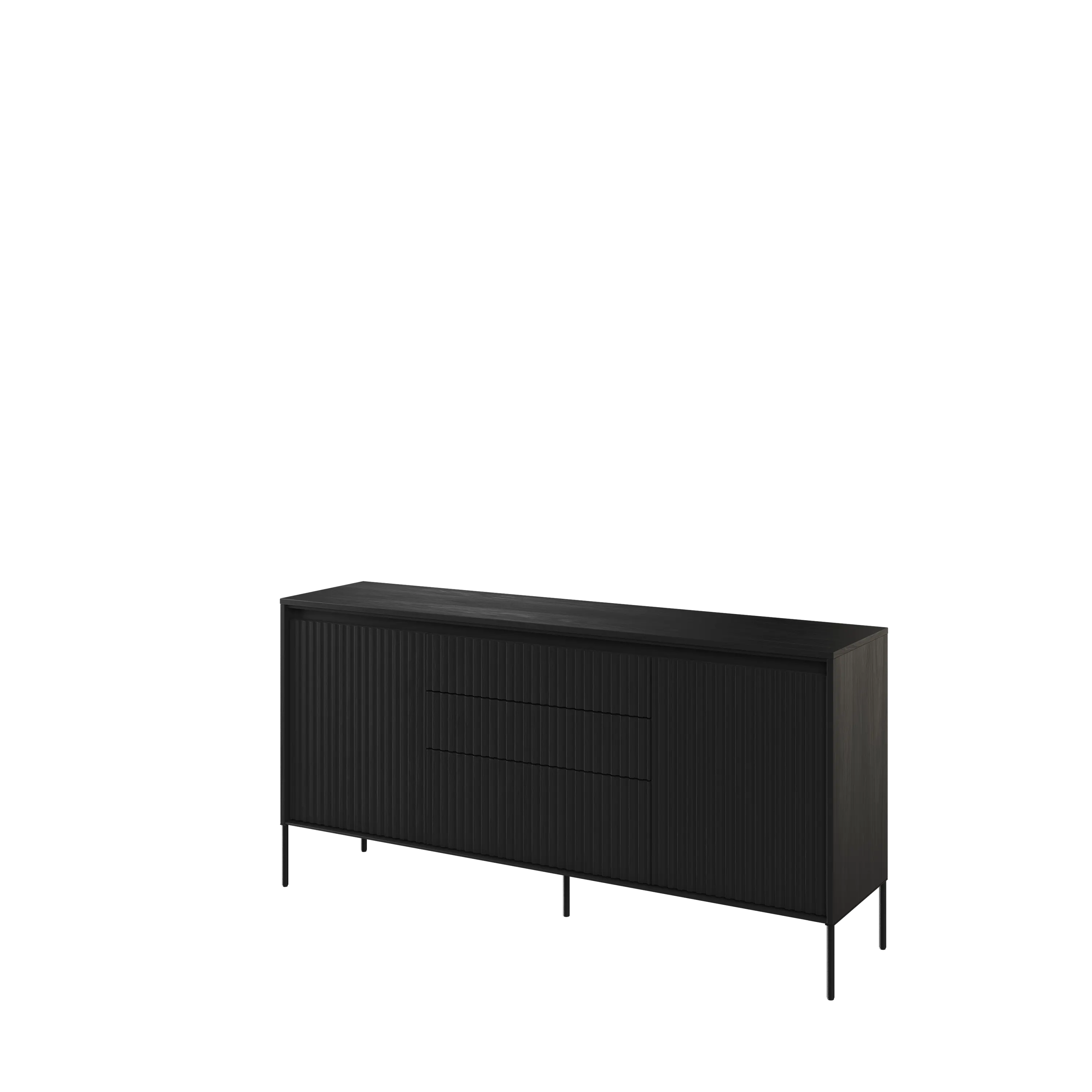 Komoda z oświetleniem TREND TR-01 2D3S ryflowana czarna