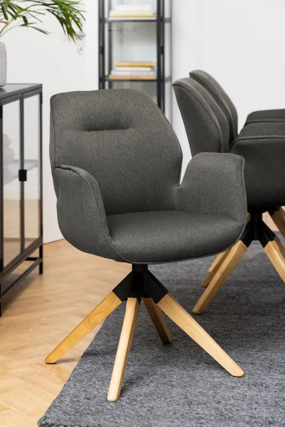 Krzesło obrotowe z podłokietnikami SPRING Ciemnoszary, Naturalny - 0000090269