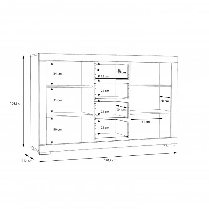 Komoda 2-drzwiowa z 4 szufladami SNOW - biały, chrom - SNWK36-C50