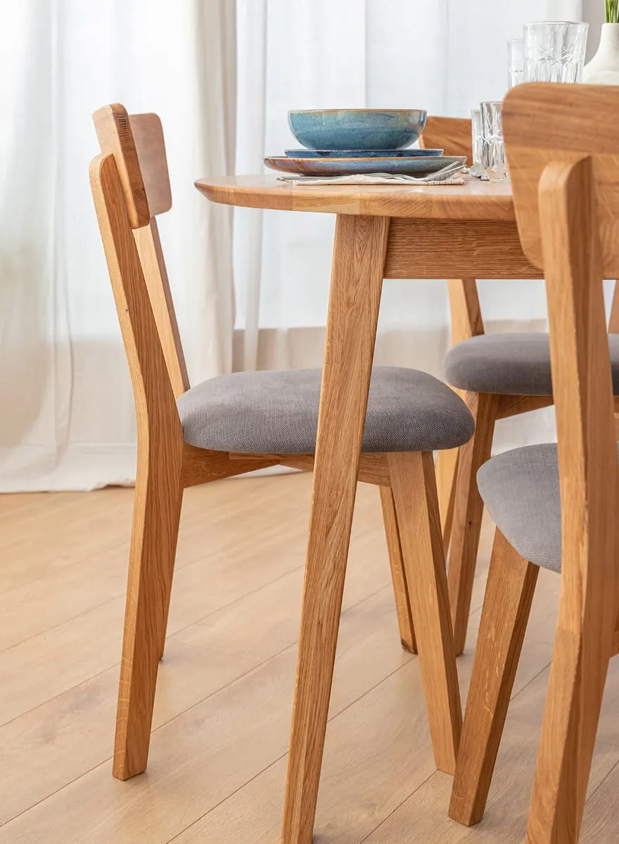 Krzesło drewniane LEON grafitowe siedzisko dąb olejowany - KULKLM85