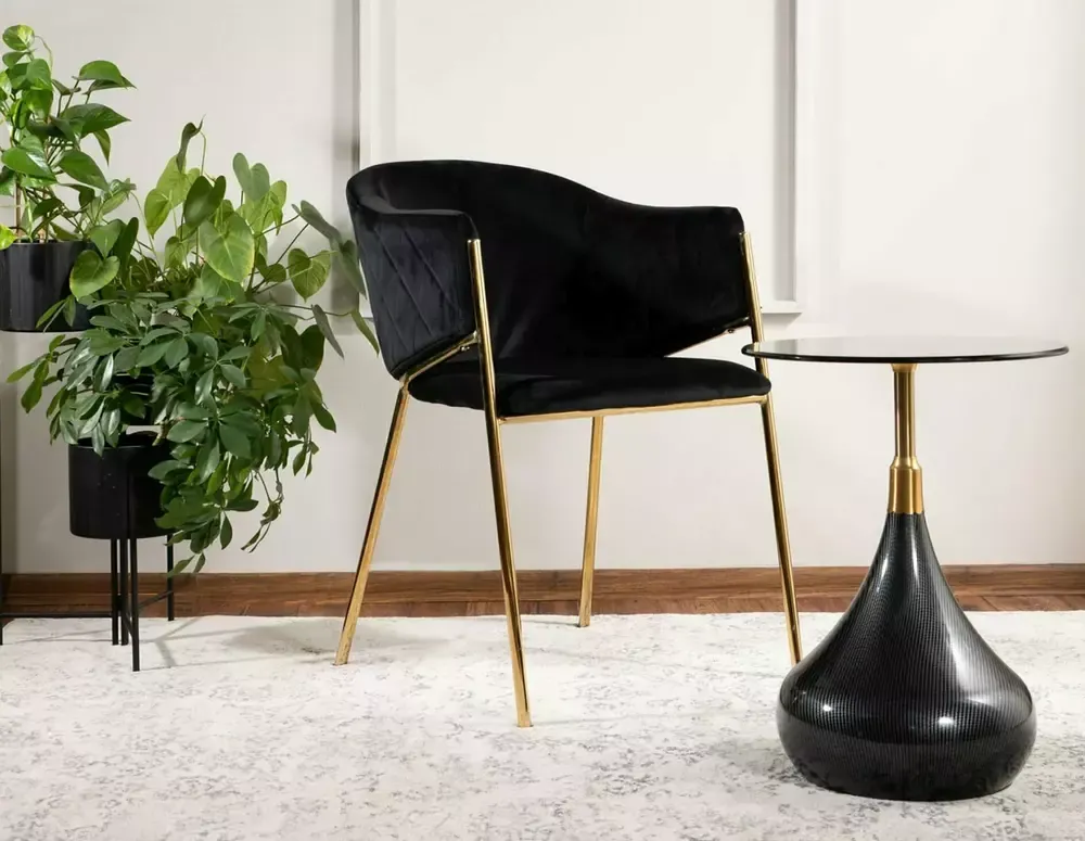 STOLIK TAURUS SZKŁO DYMIONE/CZARNY FI40X54 Okrągły - TAURUSSC