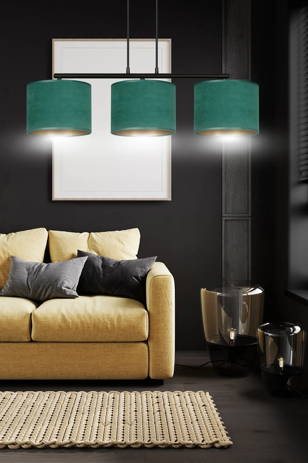 Lampa wisząca HILDE 3 czarny zielony — zdjęcie 6