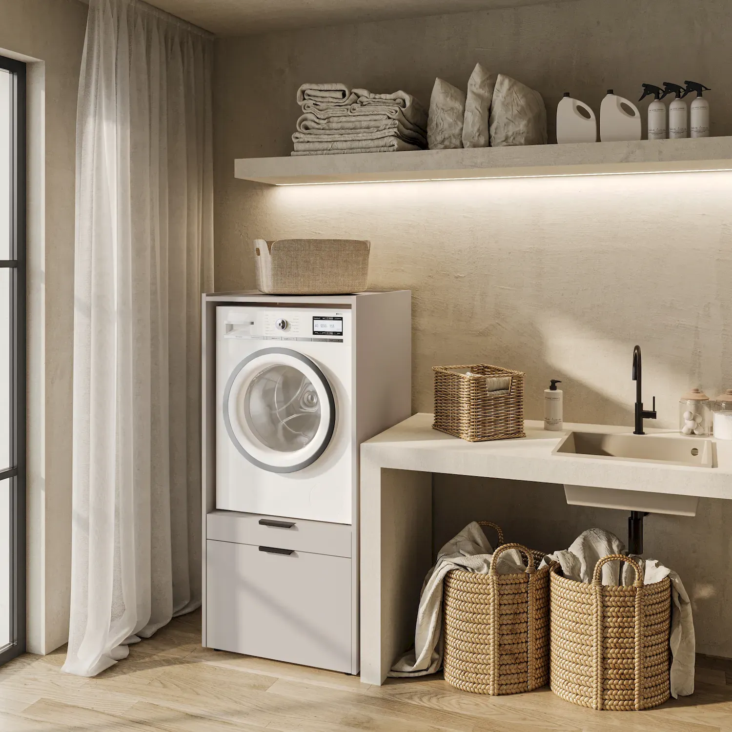 Zabudowa na pralkę lub suszarkę ANDIAMO szuflada półka kaszmir - 30KSOK60