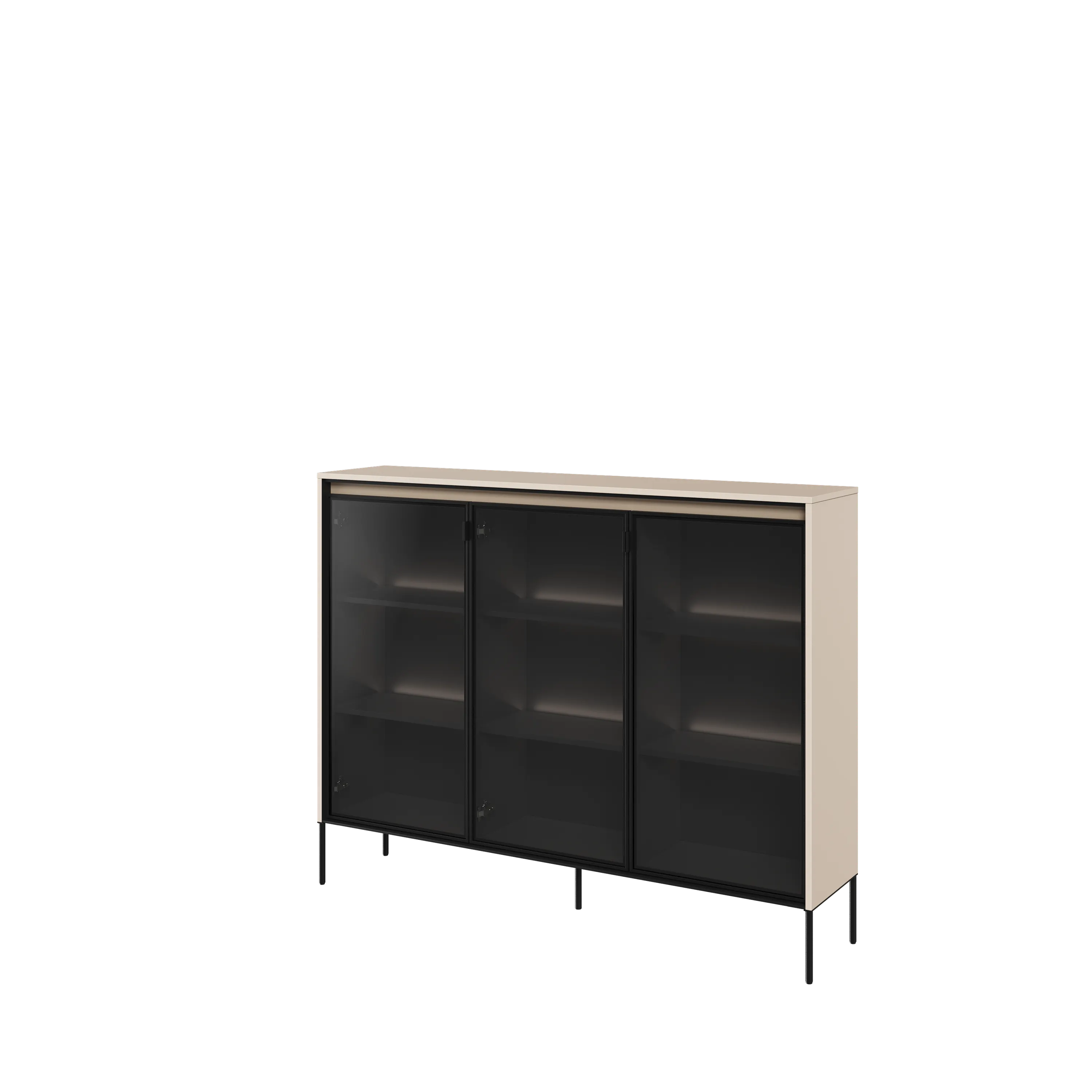 Niska witryna z oświetleniem TREND TR-08 3D beż piaskowy/czarny Niska witryna z oświetleniem TREND TR-08 3D beż piaskowy/czarny