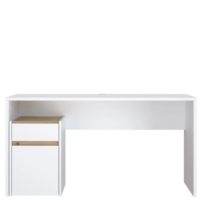 Biurko MODULTRICK z szafką i szufladą - - dąb artisan, biały - MDUB112-M961