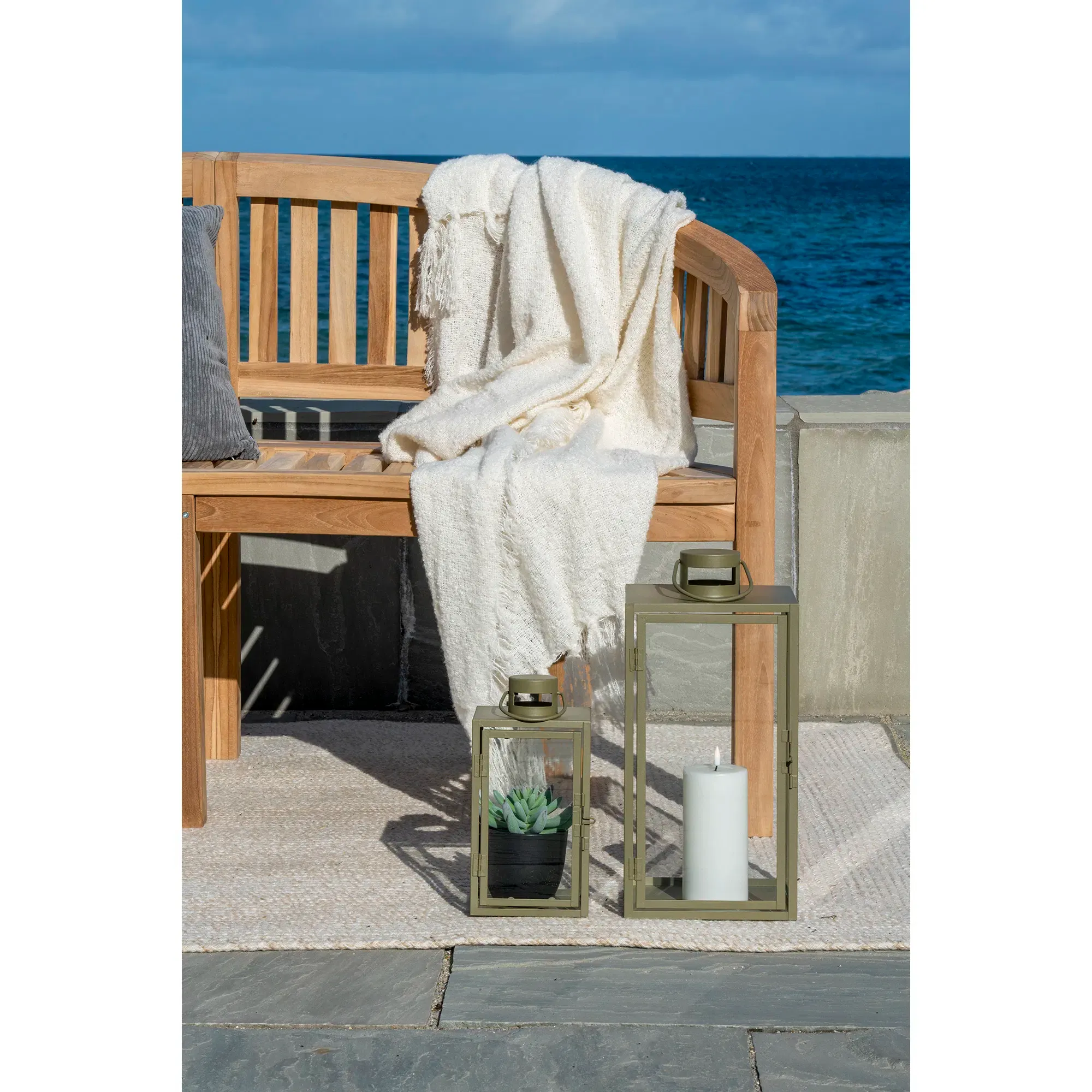 Lampiony CORFU zestaw 2 szt. metal szkło zielone - 6407521