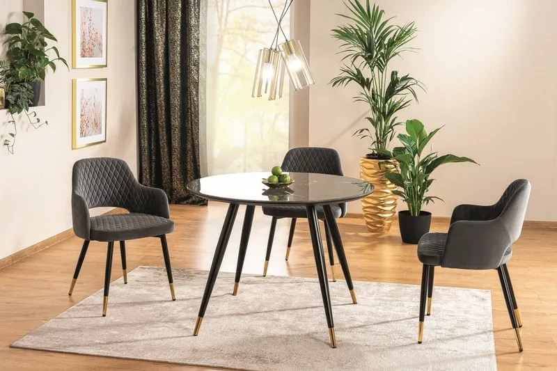 Stół okrągły CYRYL II 100cm czarny z efektem kamienia nowoczesny Signal - CYRYLCCFI100