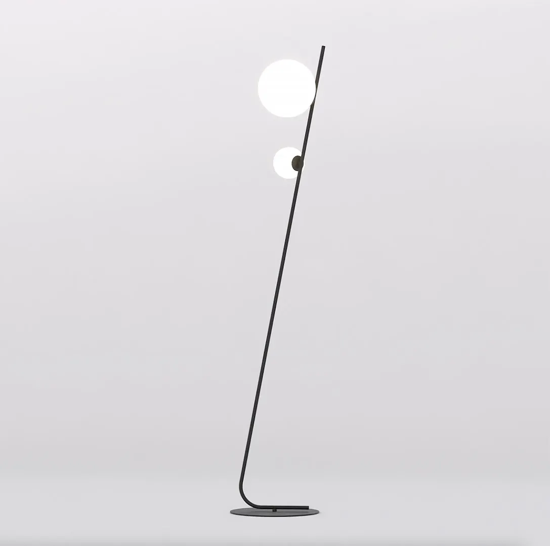 lampa stojąca, lampa stojąca, lampa metalowa, podstawa metalowa, modernistyczna lampa