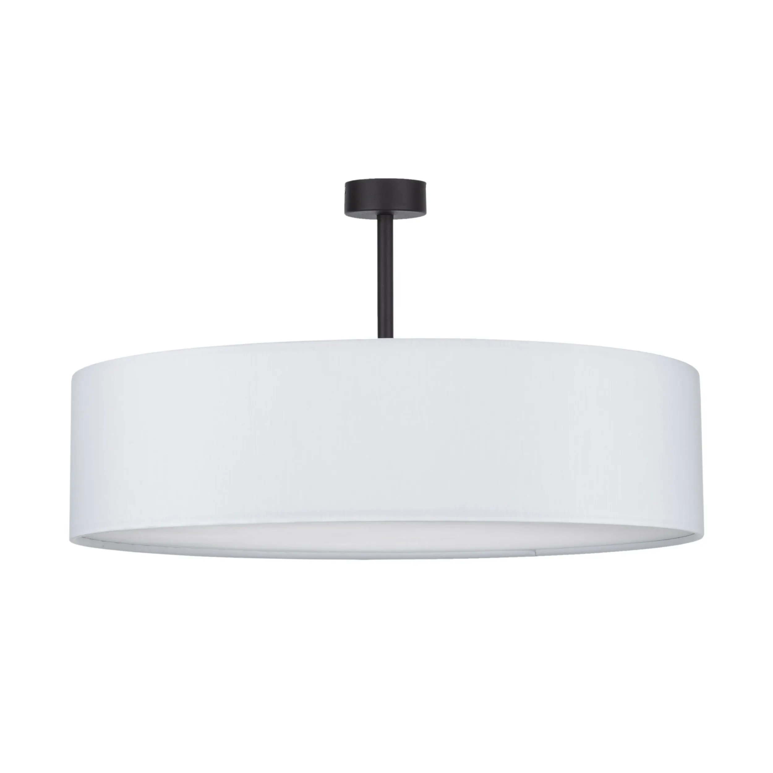 Lampa sufitowa RONDO na czarnej podstawie biała okrągła z tkaniny 60x35cm - TK_4242