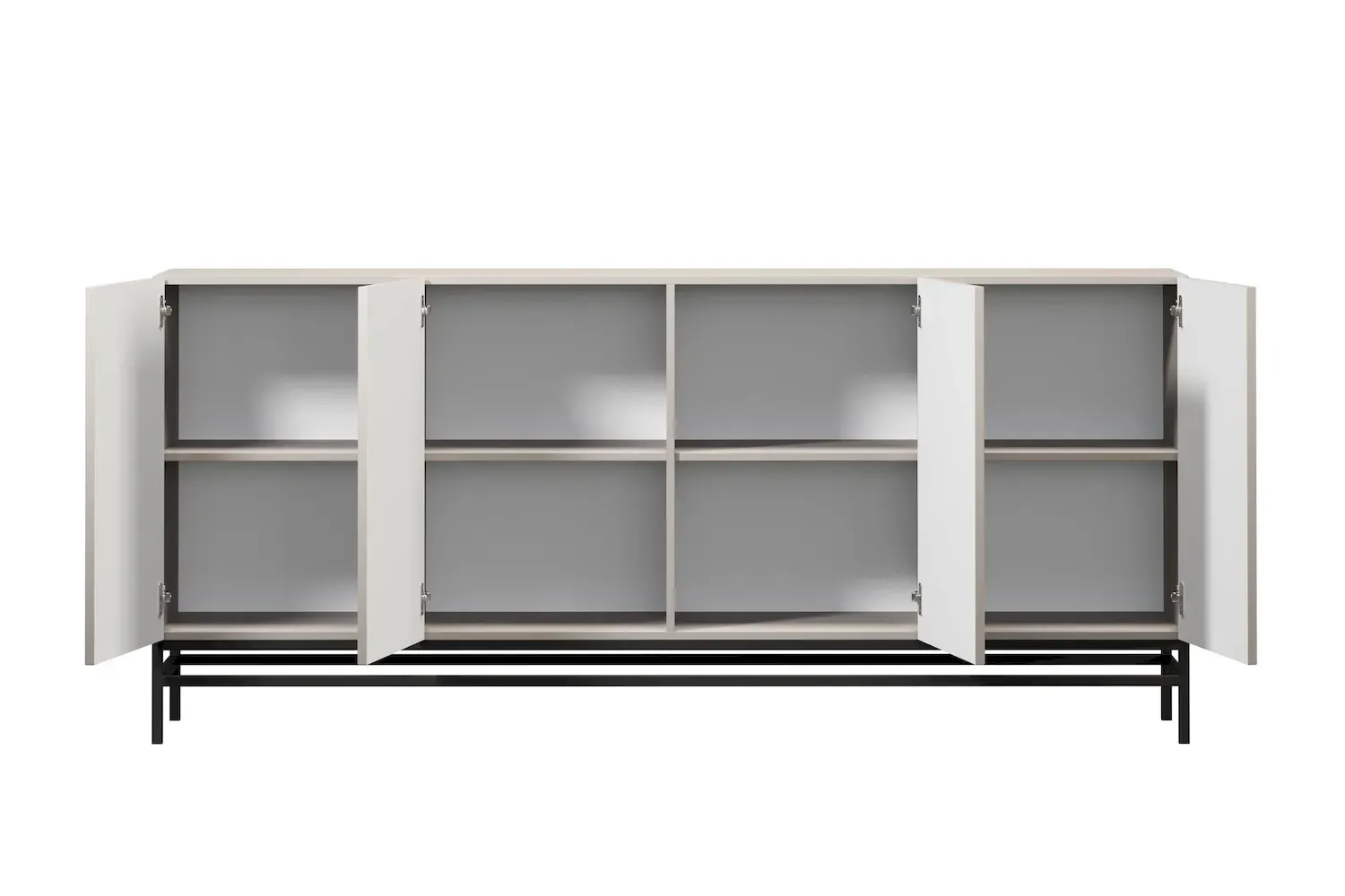 Komoda 4-drzwoiowa LORINI 200 - cashmere gałka czarna stelaż czarny - B_166753