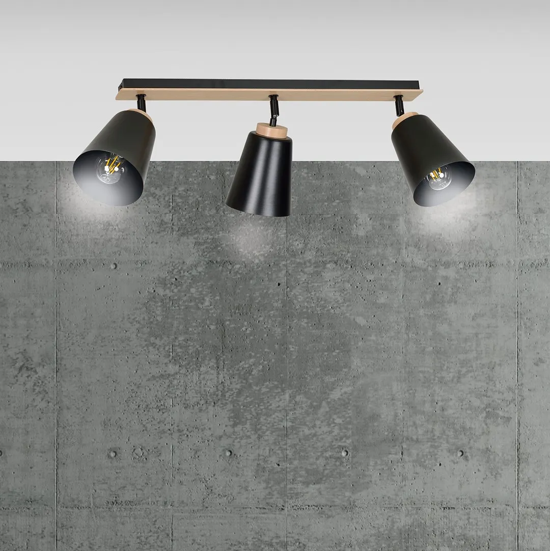 Lampa sufitowa ATLAS 3 czarny naturalny — zdjęcie 3