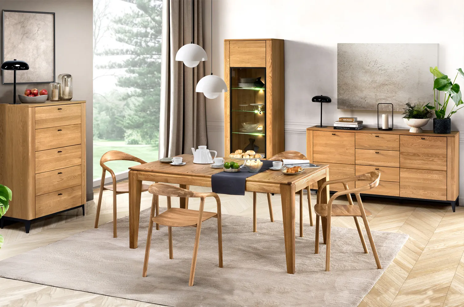 Komoda 2-drzwiowa z 4 szufladami PORTO 45 - dąb złoty - TH-100-1614