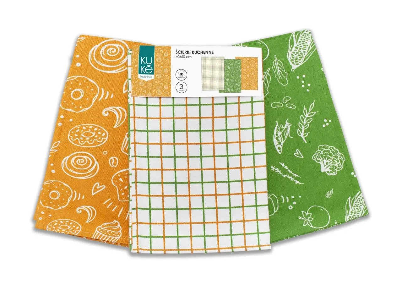 Ścierka zestaw 3 szt. KUKE 022 żółte i zielone 40x60 wielokolorowy - FARO_30810