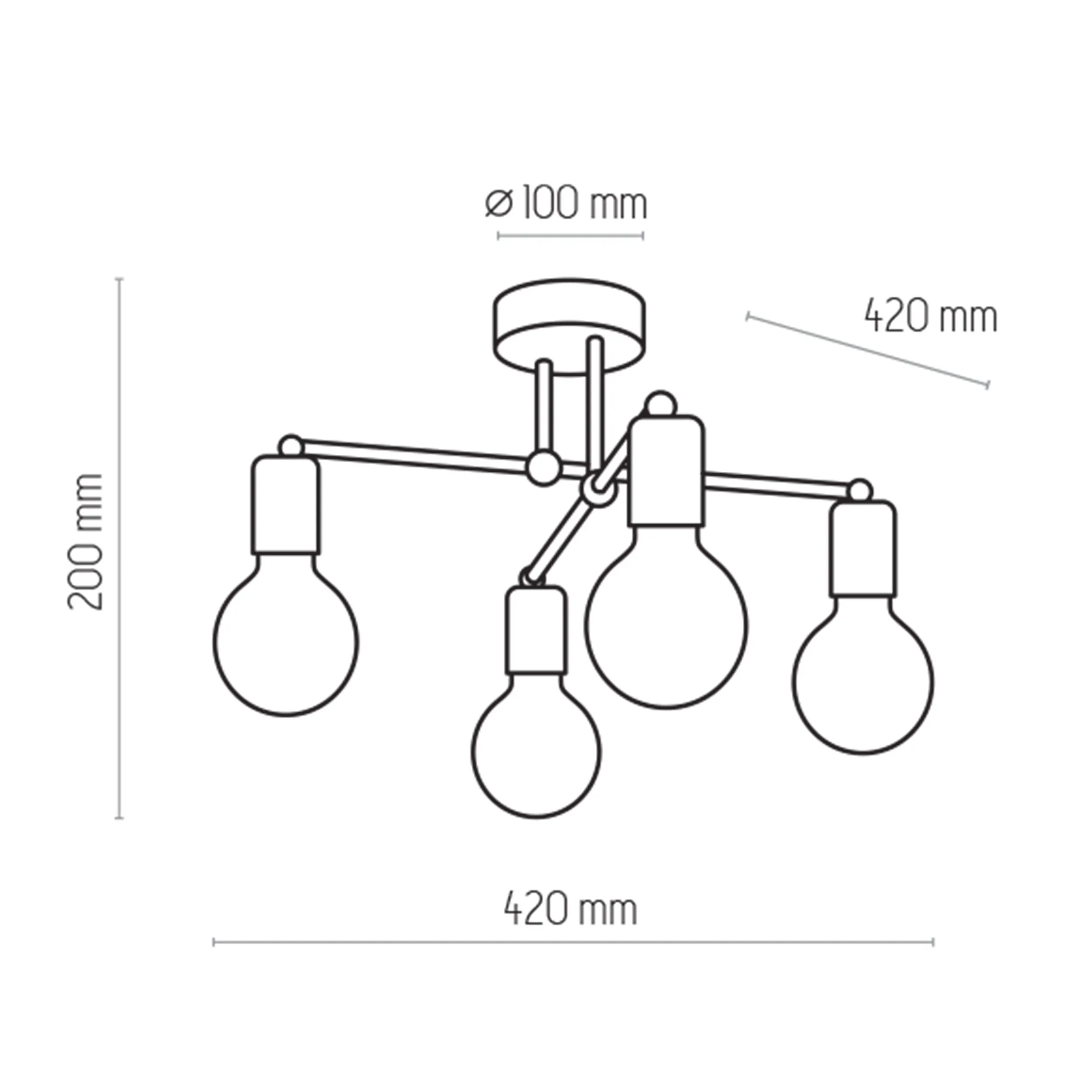 Lampa sufitowa RETRO czarna ze złotymi postarzanymi elementami 42x20cm - TK_1904