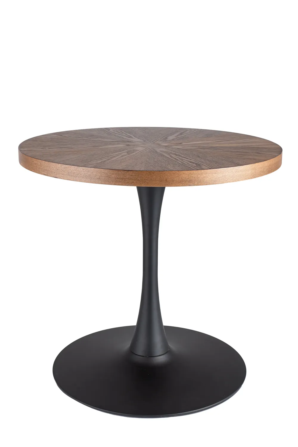 Stół okrągły AMADEO 80 cm orzech/czarna metalowa podstawa