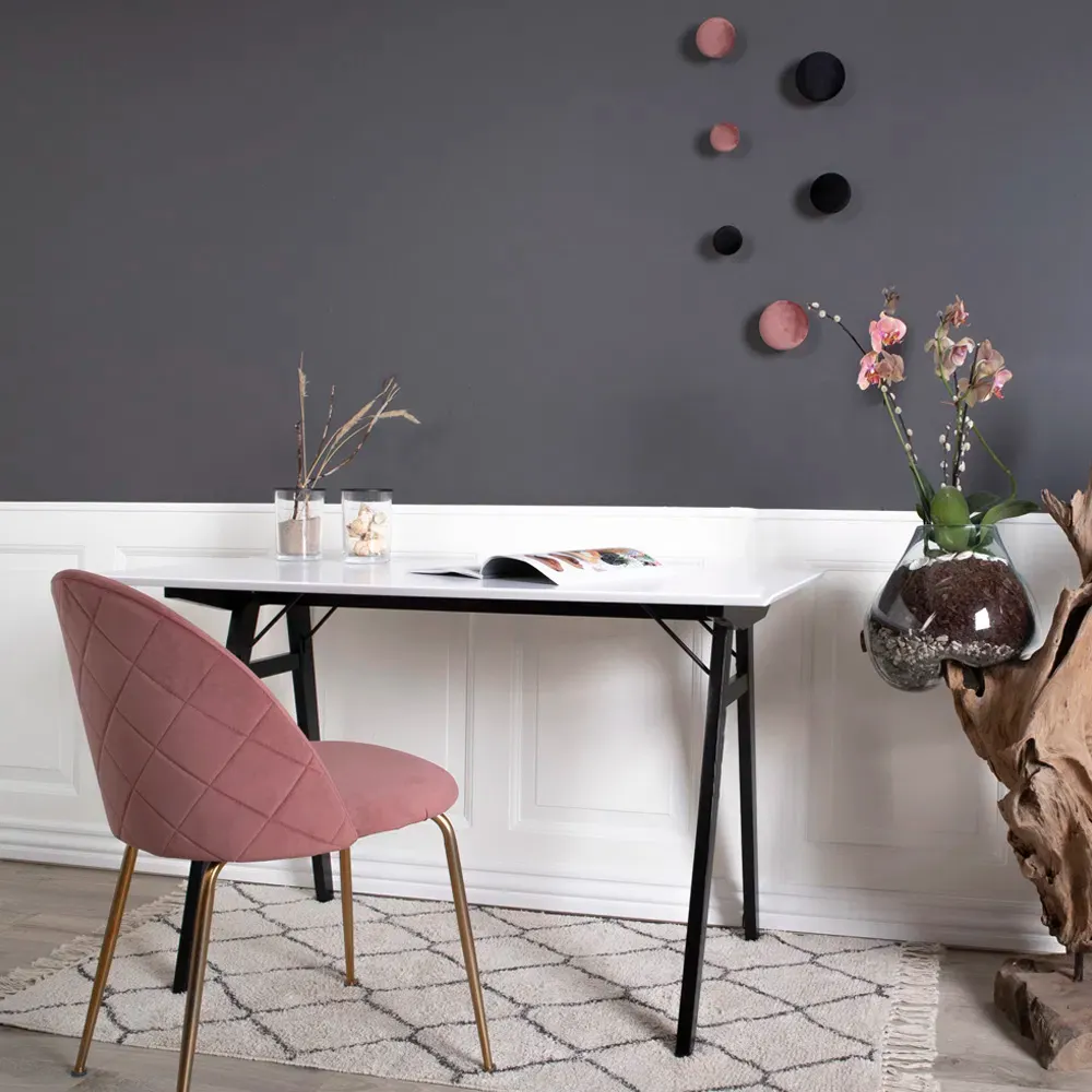 Geneve Krzesło 1 Złoty stelaż Velvet Różowy - 1001250