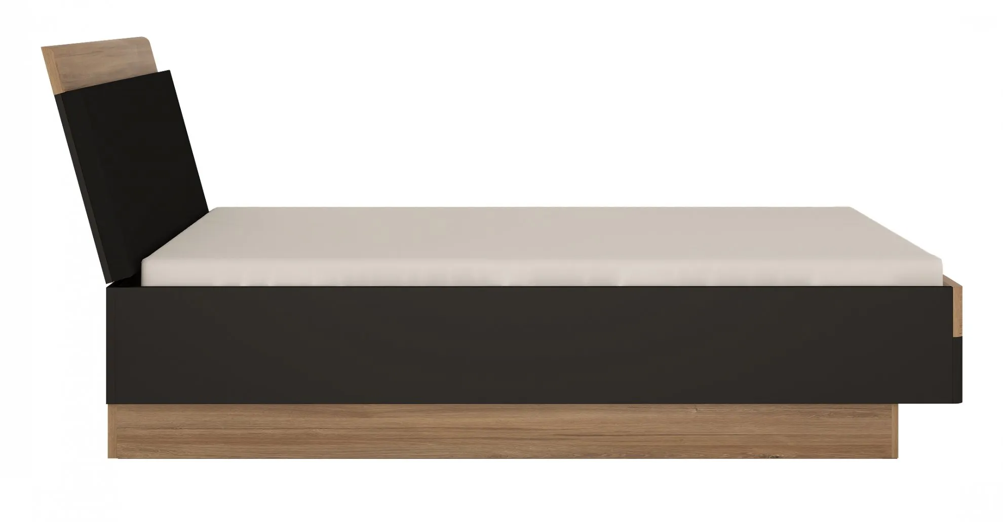 Łóżko z pojemnikiem 140x200 MONACO MOAL01 Stirling Oak, Czarny Mat — zdjęcie 2