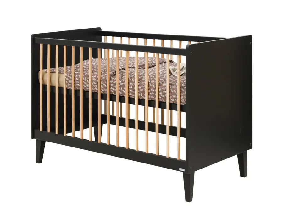 Łóżeczko niemowlęce XENA regulacja wysokości 70x140 efekt dębu/czarne - BAN_XEN-5