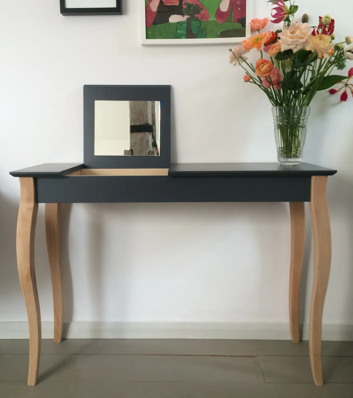 Toaletka z lustrem LILLO 105x35cm petrol bkue naturalny - RAGABADTM314