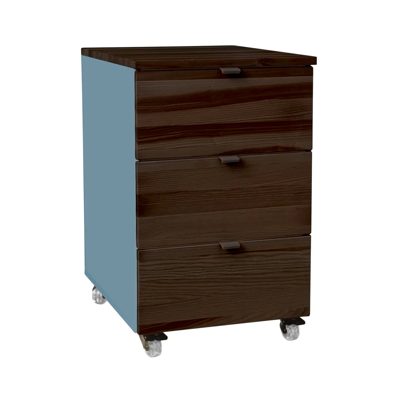 Kontenerek pod biurko z szufladami LUKA na kółkach 41x50 niebieski/kolor orzech Kontenerek pod biurko z szufladami LUKA na kółkach 41x50 niebieski/kolor orzech