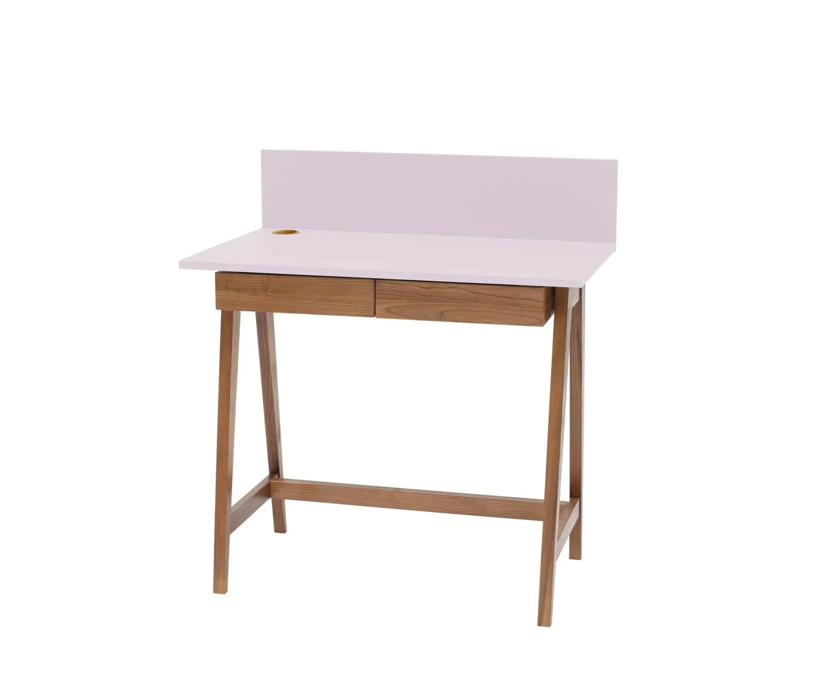 Biurko z szufladami i panelem LUKA 85x50 różowe/nogi kolor dąb