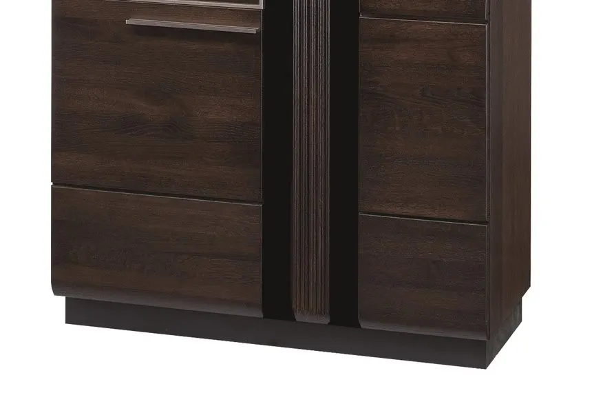 Witryna PORTI 12 2-drzwiowa drewniana dąb czekoladowy czarna 198x95x42cm - TH-100-0852