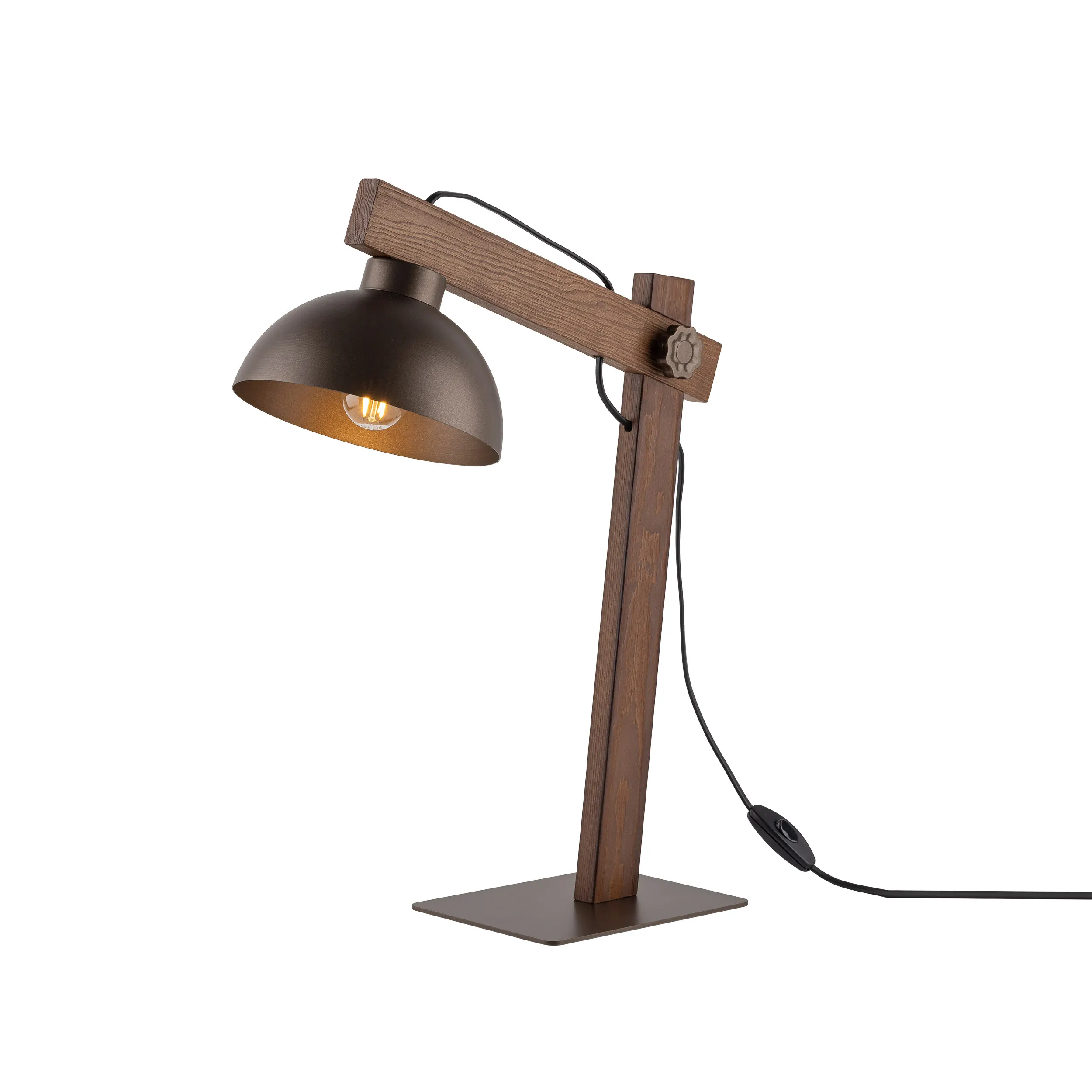 Lampka nocna OSLO brązowa na ciemnym ramieniu z orzecha 52x42x18cm - TK_5788