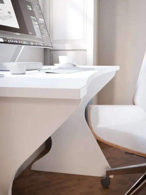 Biurko UTAPAU minimalistyczne 140 cm - białe - UTPB202-Z12M