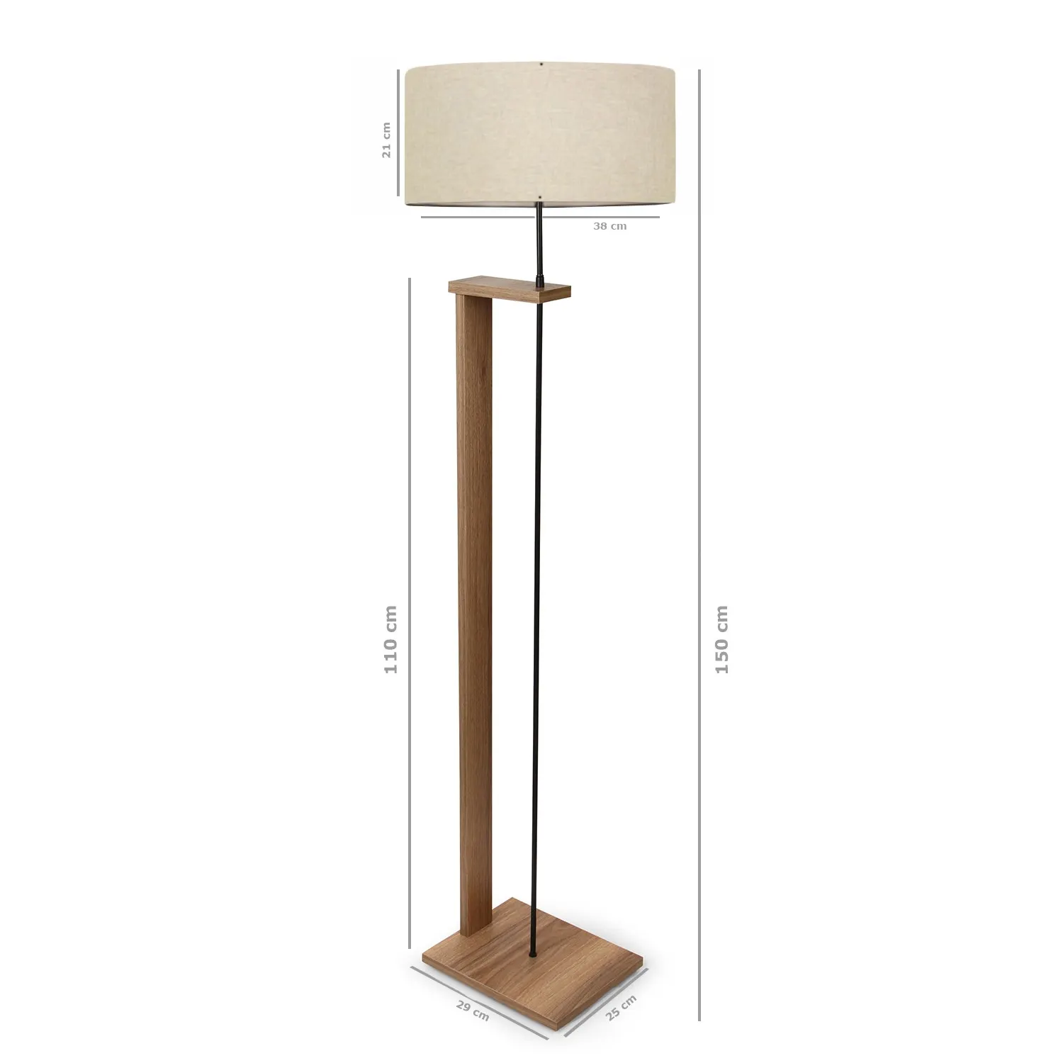 Lampa podłogowa AYD efekt drewna 150 cm klosz jasnobeżowy — zdjęcie 2