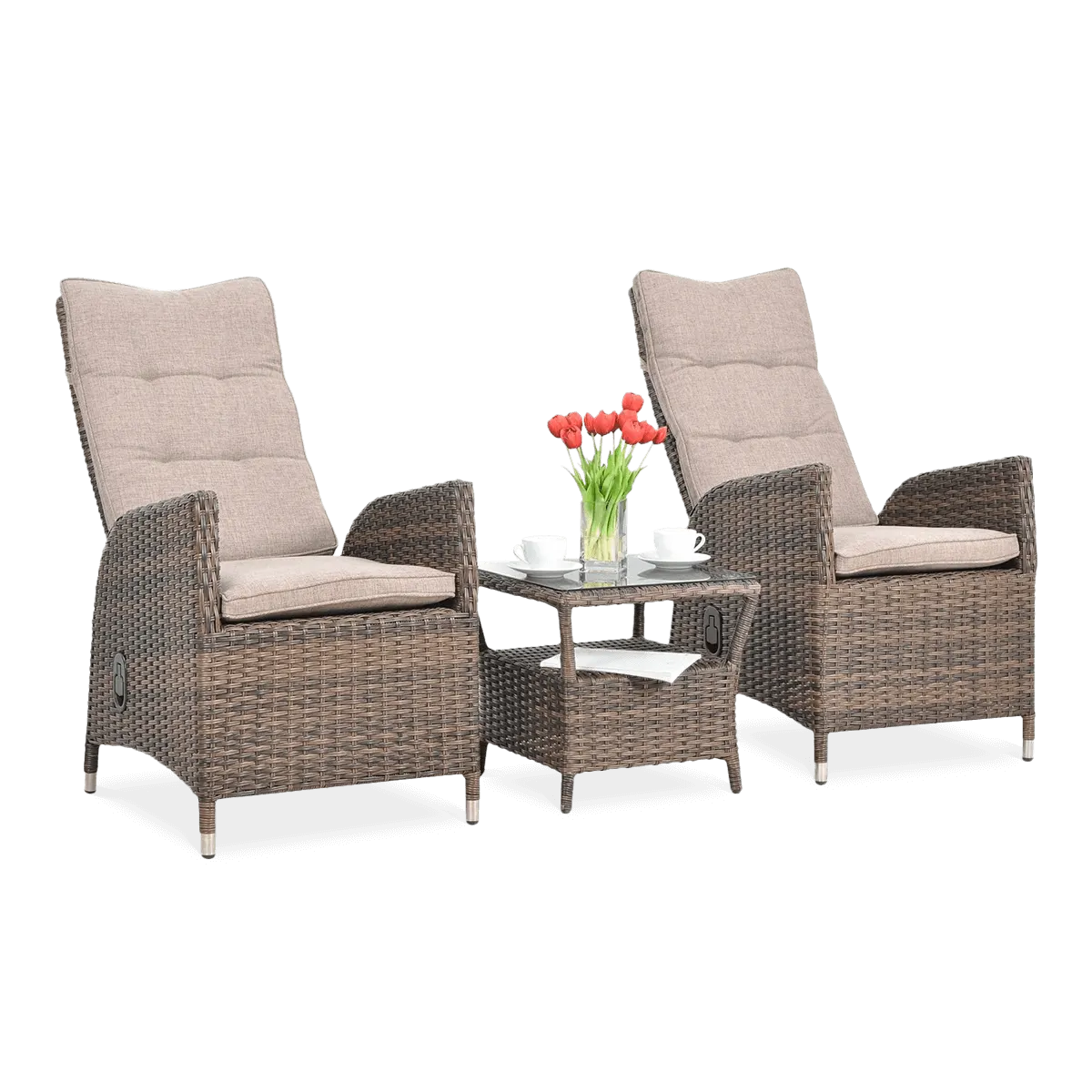 Zestaw mebli ogrodowych MALTA DUO 2 fotele + stolik technorattan brązowy Zestaw mebli ogrodowych MALTA DUO 2 fotele + stolik technorattan brązowy