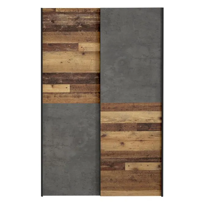 Szafa 2-drzwiowa OZZULA drzwi przesuwne 120cm old wood vintage beton - OZLS722X7-C754