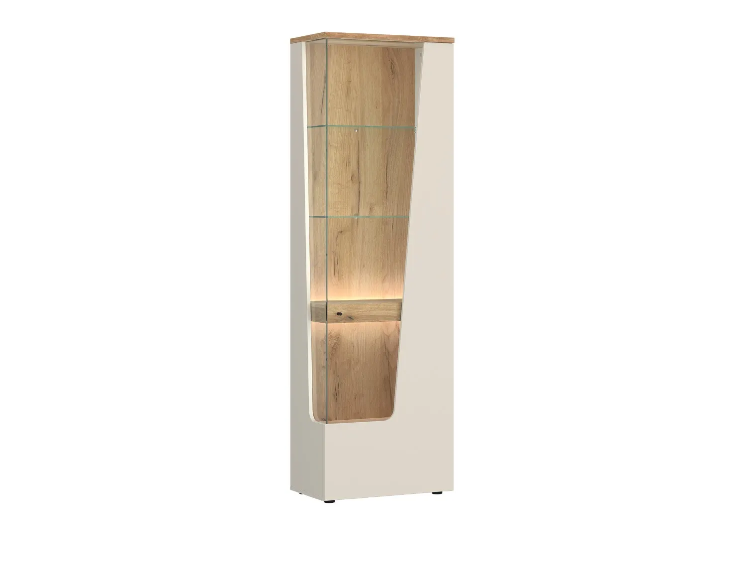 Witryna 1-drzwiowa szklana CUT OUT 60x198 prawa kaszmir/dąb coast evoke