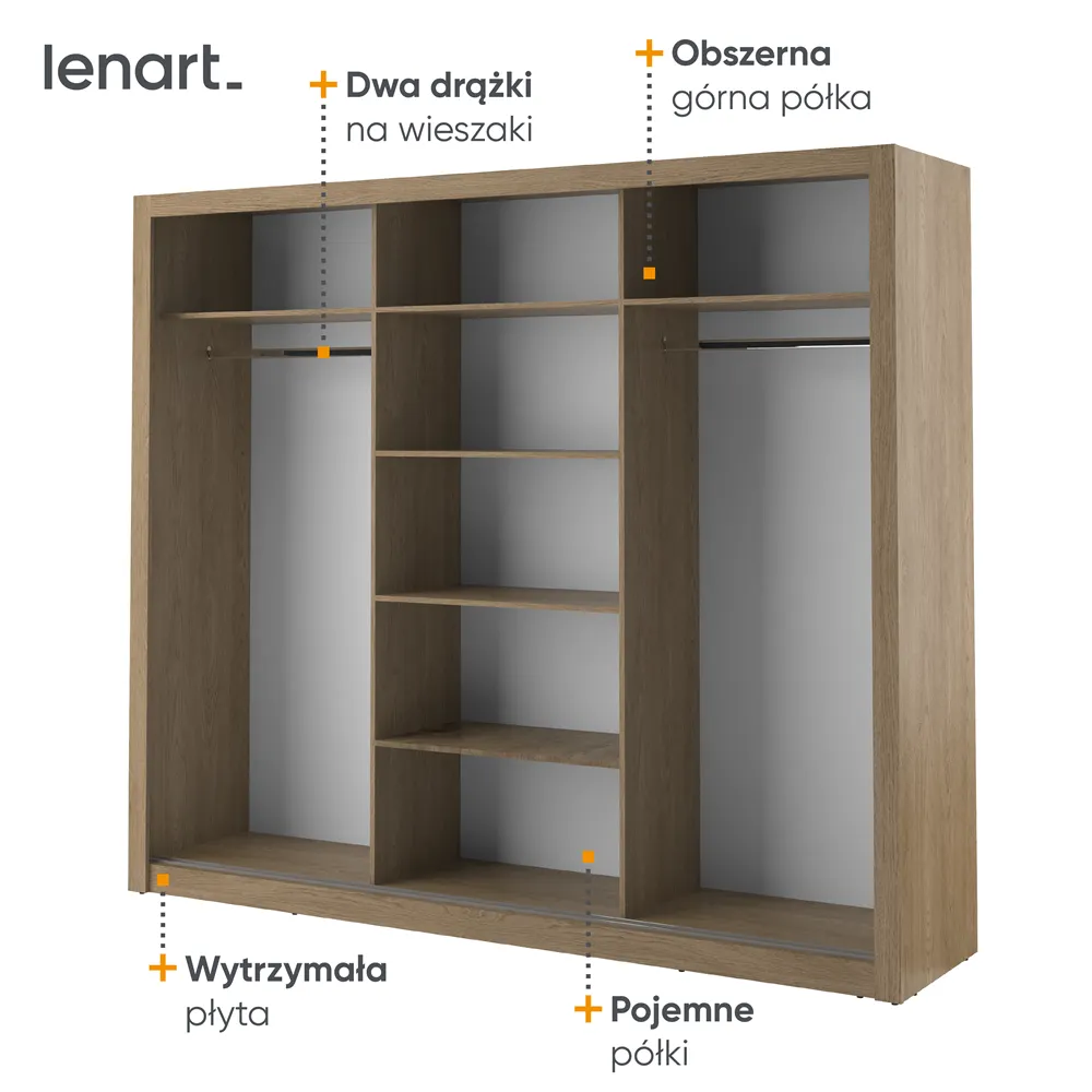 Szafa 3-drzwiowa ARTI AR-02 250cm dąb shetland - AR2DH