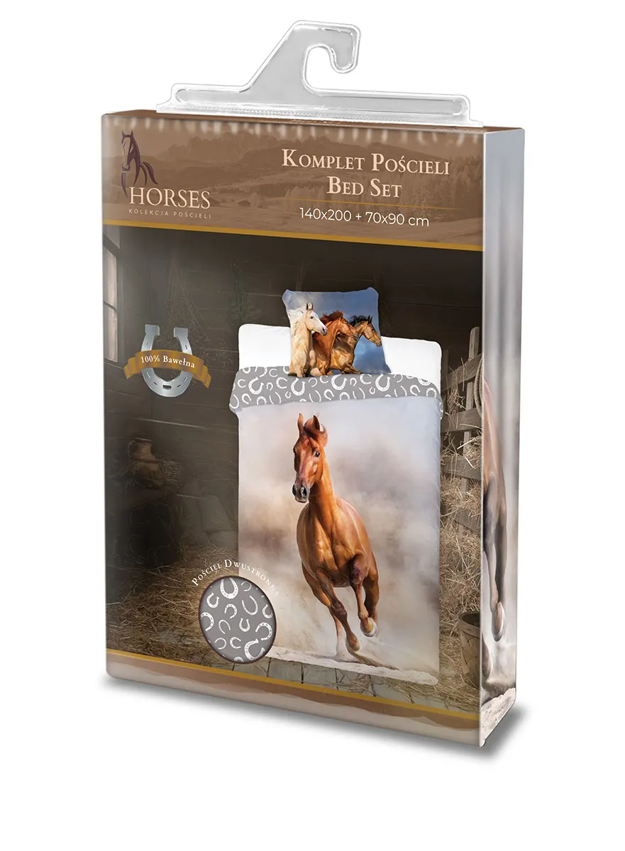 Pościel młodzieżowa komplet HORSES 006 GNIADY 140X200+70X90 wielokolorowy - FARO_24532