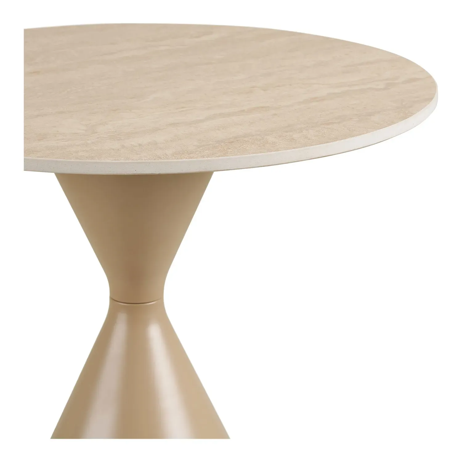 Stolik pomocniczy okrągły ANNECY 50cm ceramika stal trawertyn piaskowy — zdjęcie 7
