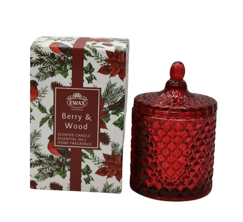 Świeczka w szkle BERRY & WOOD duża 9113 czerwona Świeczka w szkle BERRY & WOOD duża 9113 czerwona