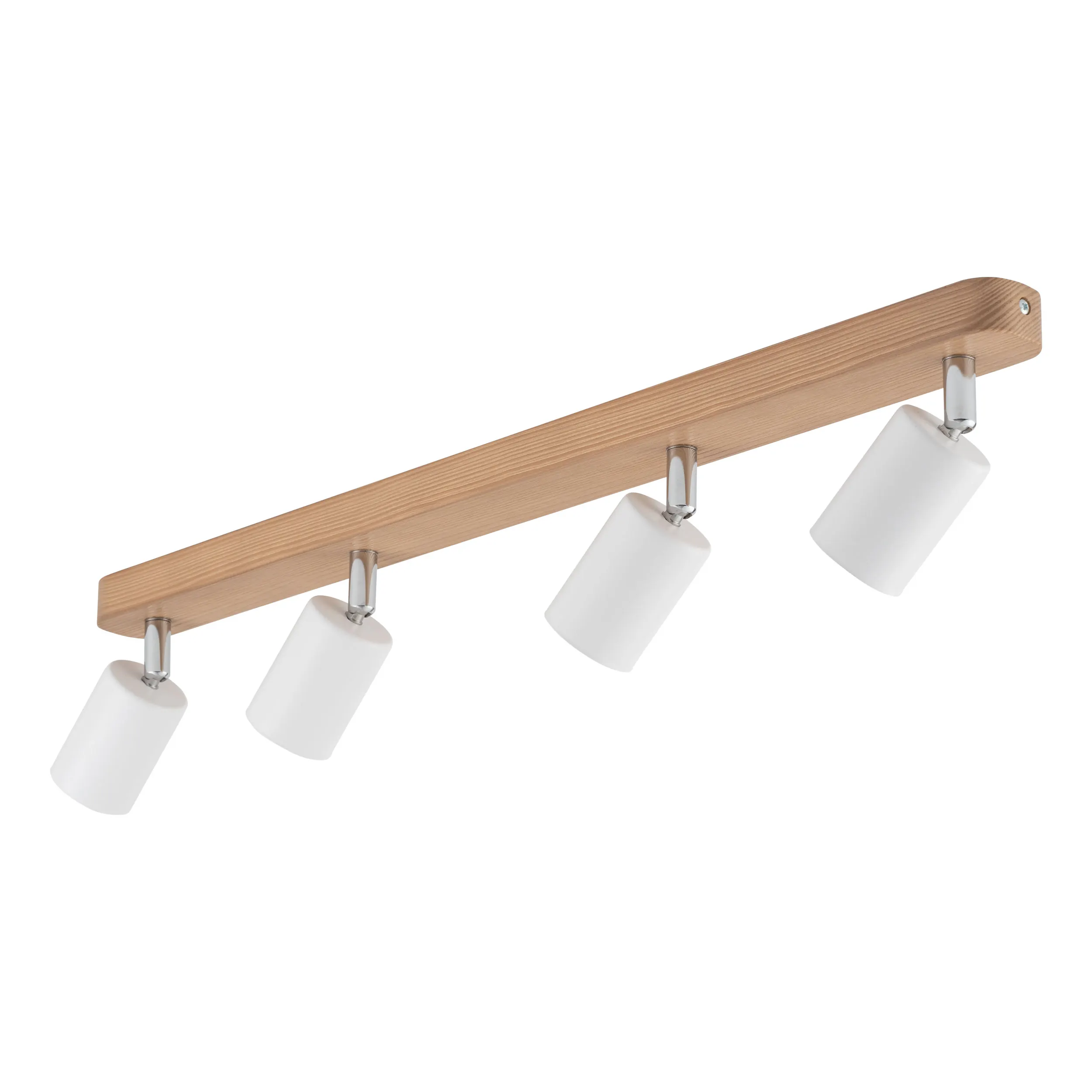Lampa sufitowa TOP biała z chromowanymi elementami na drewnianej listwie regulowana 76x18x16cm - TK_3297