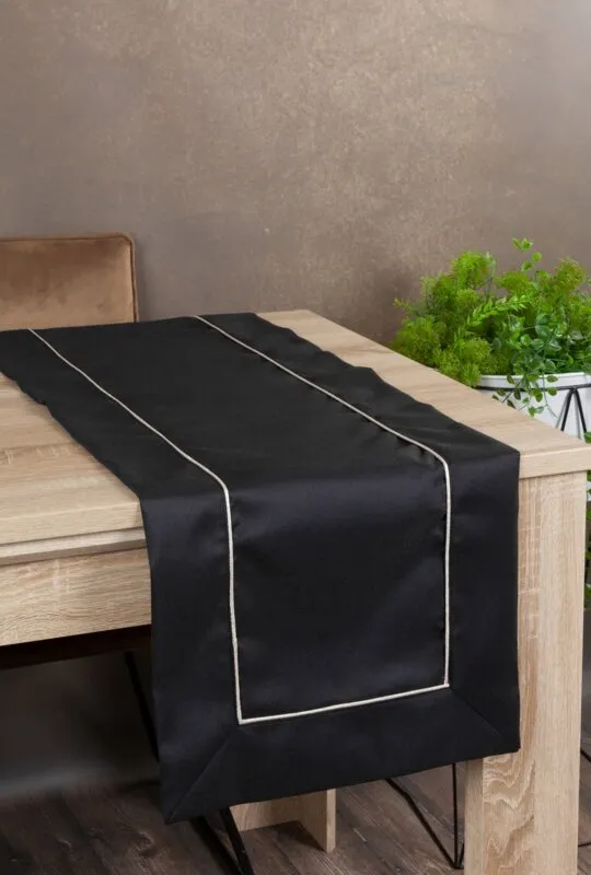 OBRUS MADELE 40 X 200 CM CZARNY OBRUS MADELE 40 X 200 CM CZARNY