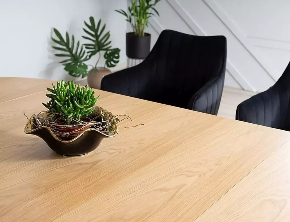 Stół okrągły rozkładany DOMINGO FI100 (150-200-250) dąb, czarny - DOMINGODBFI100