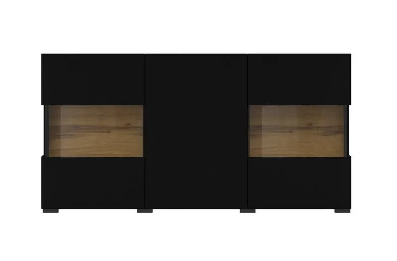 Komoda 2-drzwiowa szklana AVA stojąca/wisząca 120 cm czarna - 24WNLM25