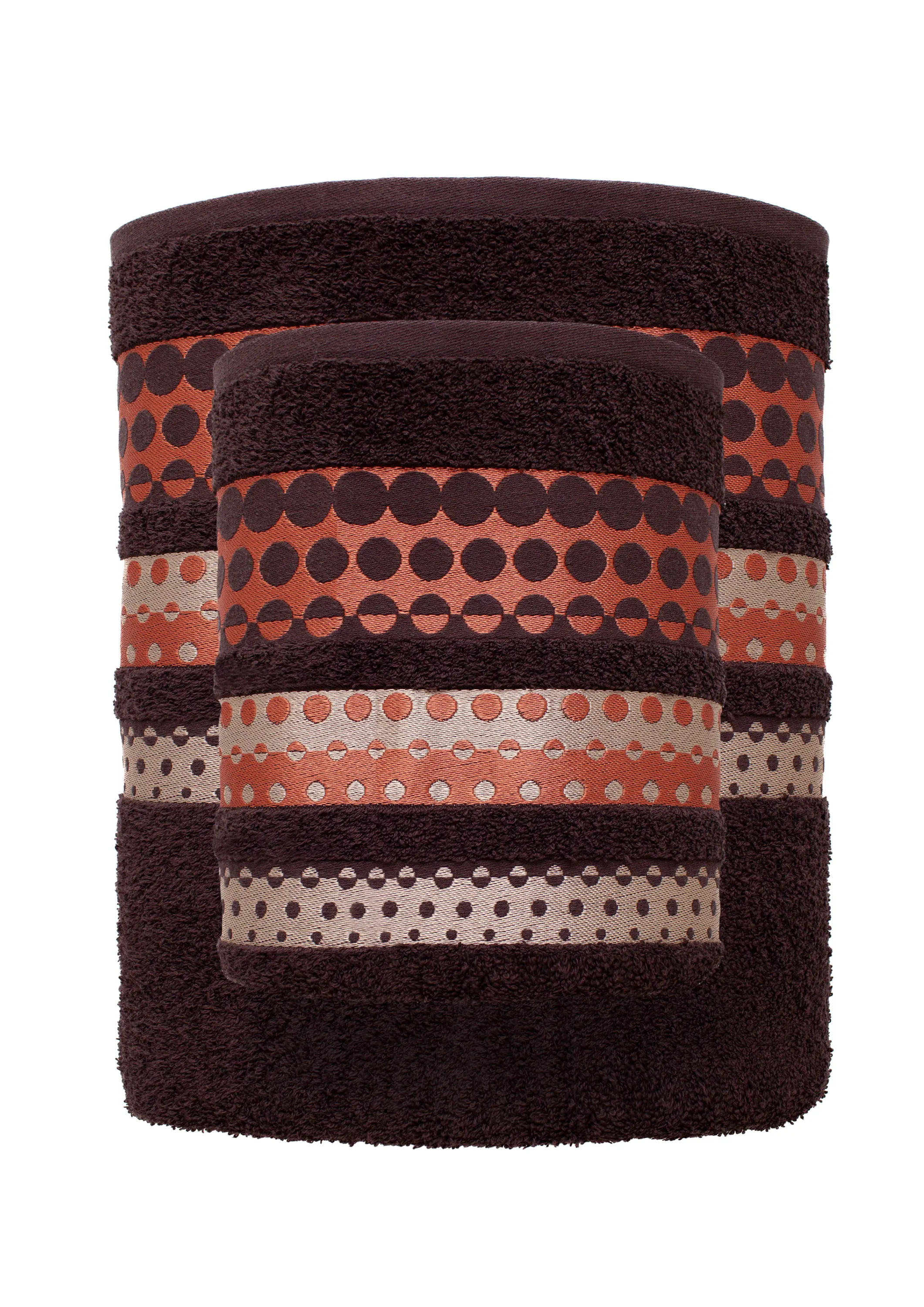 Ręcznik frotte SILVER 70X140 żakardowy z haftem brązowy - FARO_10139