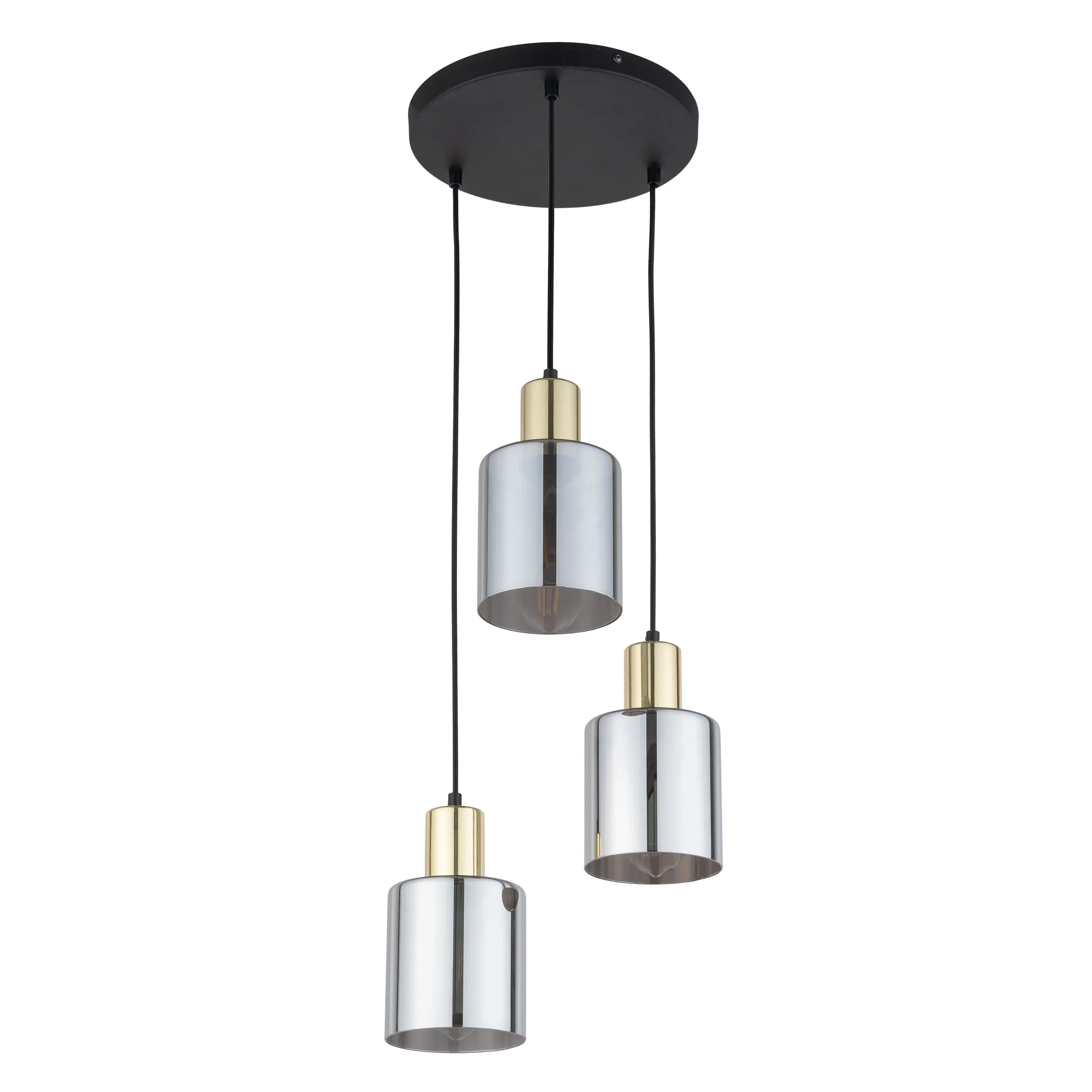 Lampa wisząca SIERRA czarna ze złotymi elementami oraz lustrzanymi szklanymi kloszami 100x32cm