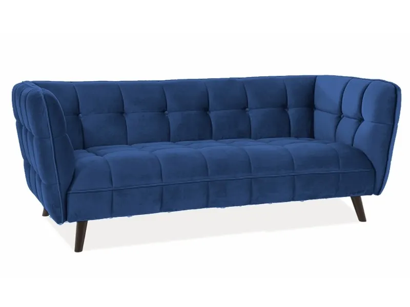Sofa z podłokietnikami CASTELLO VELVET 200 cm granatowa pikowana Sofa z podłokietnikami CASTELLO VELVET 200 cm granatowa pikowana