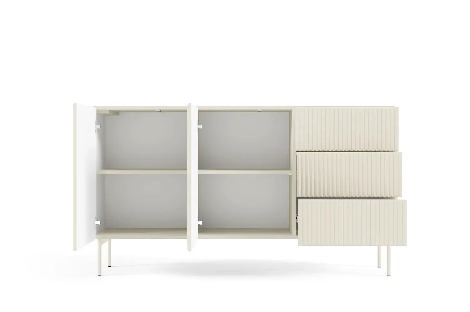 Komoda 2-drzwiowa z 3 szufladami MUTI 147 cm ryflowany front kaszmir - LA_MUTI_KOMODA_147_2D3S