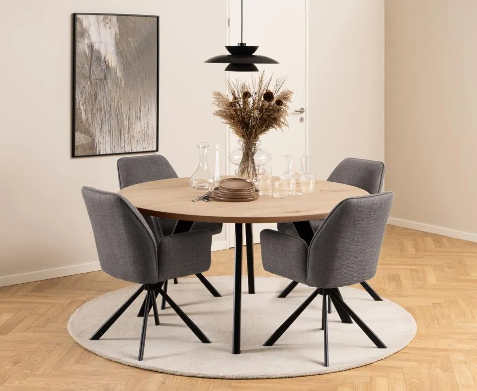 Krzesło obrotowe z podłokietnikami DOMINO Szarobrązowy, Czarny ( zestaw 2 sztuk ) - 0000103739