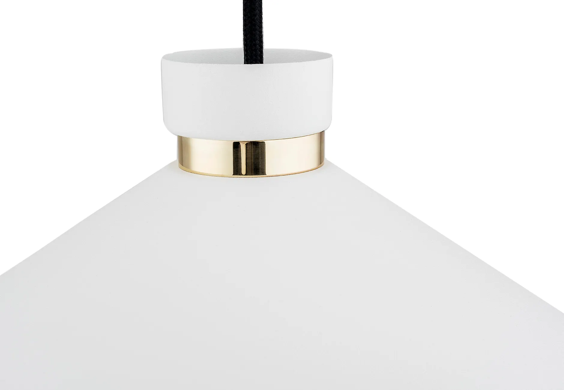 Lampa wisząca NASHVILLE metalowa biała mosiądz czarny przewód 103x40cm - 4693